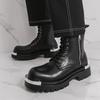 Men's thick soled boots Luxury designer style Work or business office 38-46 Outdoor autumn and winter high top leather shoes