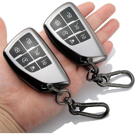 TPU 5-Button Key Fob Cover Case For –2025 GMC Sierra & Chevy Silverado 1500/2500HD/3500HD, 2-Pack, Truck Key Protector Shell (Grey)