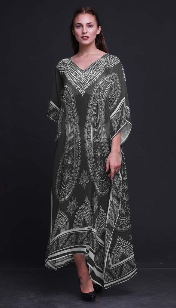 Phagun Floral & Paisley Beach Kaftan Bikini Cover Up Womena    S Maxi Dress Long