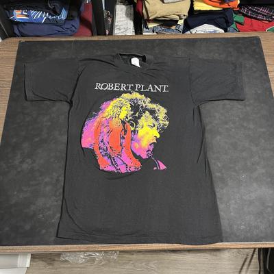 Vintage Robert Plant Manic Nirvana Shirt Mens L Black Band Rock Tee 90s Unisex T-Shirt