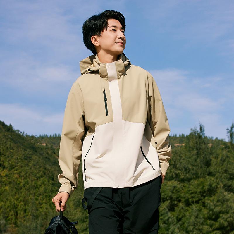 

Solid Color Jacket, Spring and Autumn Outdoor Mountaineering Clothing, Windproof and Breathable Couple Style Jacket, Hooded Casual Windbreaker Jacket M
