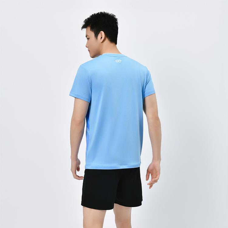 Li Ning Serie Tennis da Tavolo Sport Casual Minimalista Color Block T-Shirt Manica Corta Unisex Top Azzurro AAYV071-3