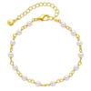 Gold Plated Dainty Spaced Tiny Pearl Bead Anklet With Adjustable Extension Chain