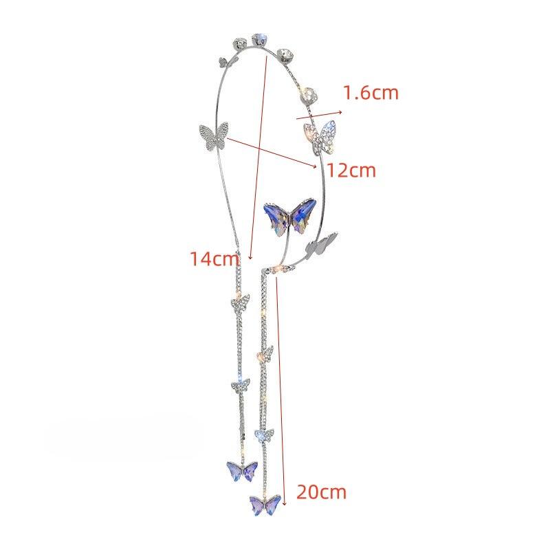 Diamond Encrusted Butterfly Tassel Hair Clasp Sweet Korean Hair Accessories Minority Fashion Bright Diamond Headbands for Girls