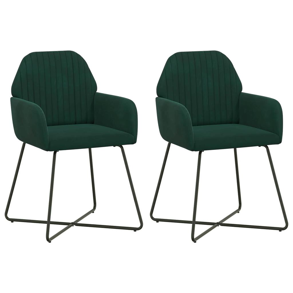 Dining Chairs 2 pcs Velvet Dark Green 55 x 50 x 84 cm