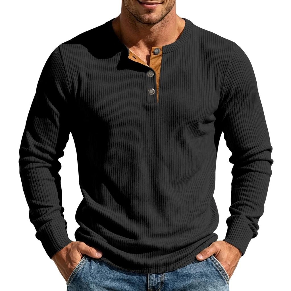 Men's Long Sleeve Shirt Casual Vintage Loose Fit Retro Top for Fall Winter