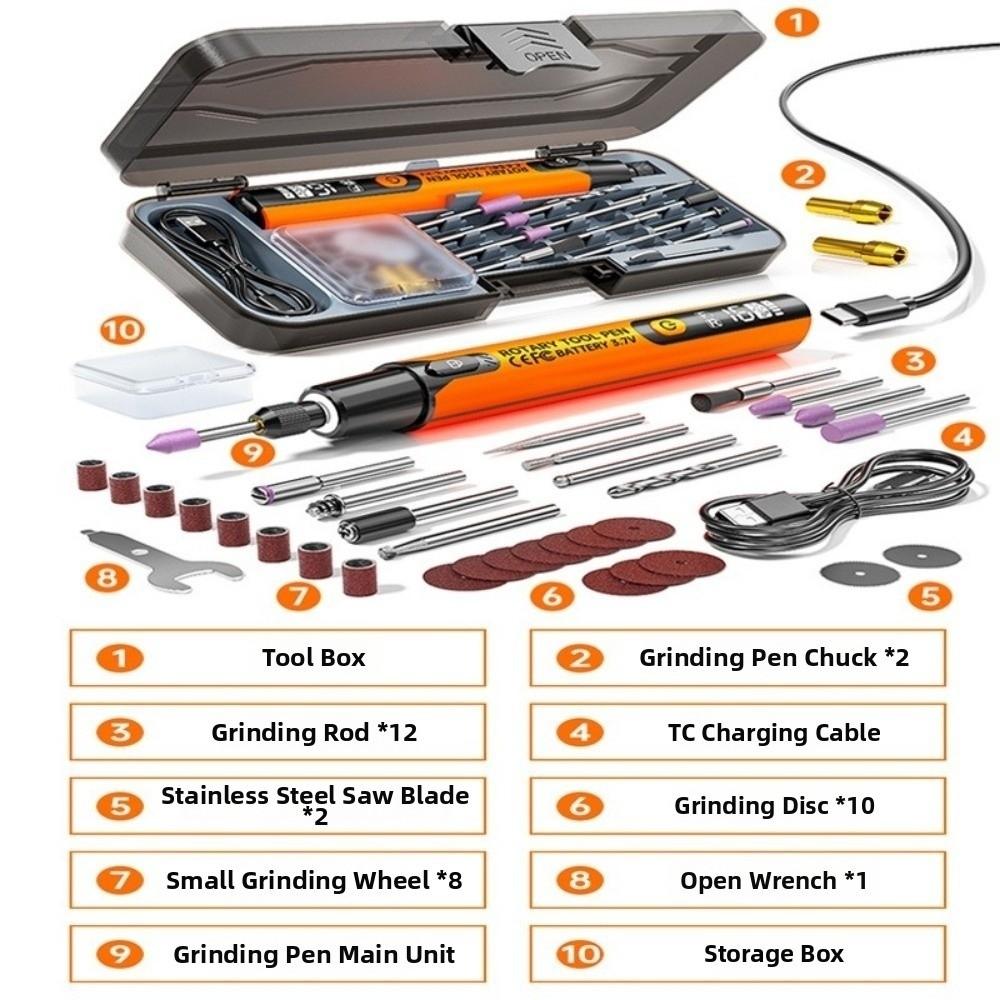 Wireless Digital Electric Mini Drill Adjustable Speed with LED Light Cordless Rotary Tool Handheld Digital Engraving Pen