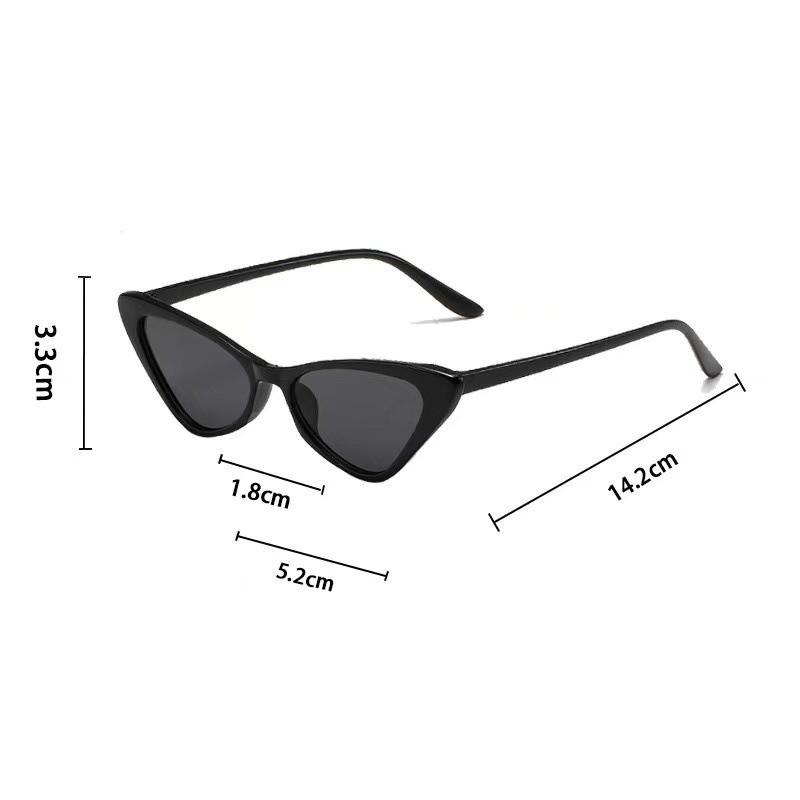 4pcs Retro Triangle Cat Eye Small Face Sunglasses Women's High-end Black Small Frame Sunscreen