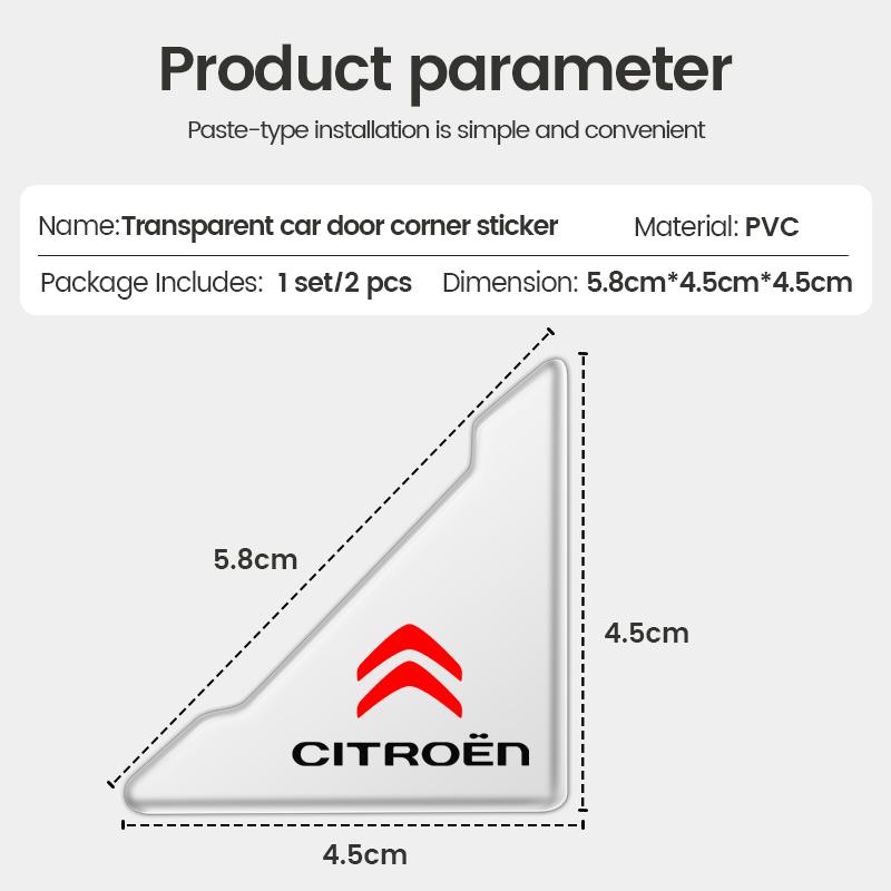 2Pcs Car Door Corner Anti-collision Cover Anti-Scratch Protection Sticker For Citroen C1 C2 C3 Grand C4 Picasso C4L VTS C-ELYSEE