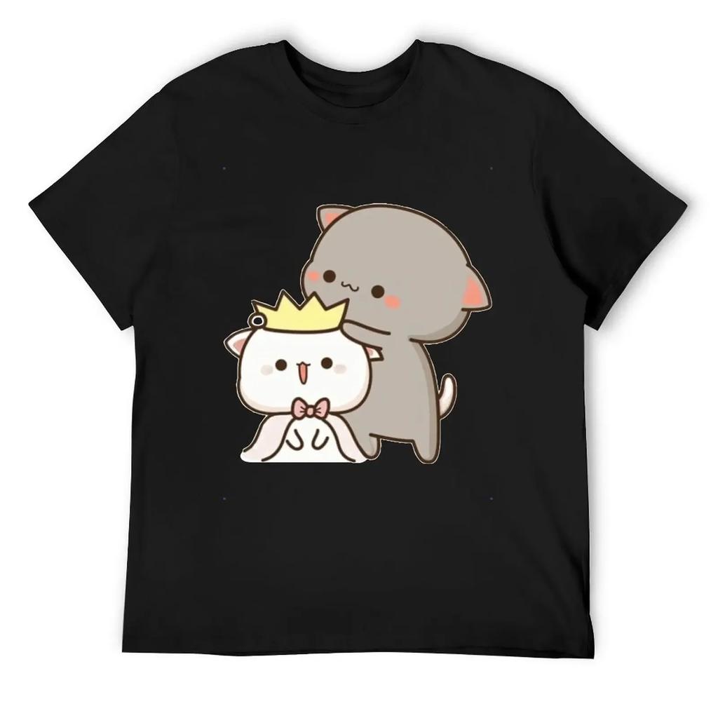Peach And Goma Mochi Cat Mochi Milk Couple T Shirts For Unisex Unisex Novelty Tshirt O Neck Tee Shirt Short Sleeve Tops