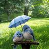 2D Flat Design Blue Bird Garden Figurine Umbrella Decor Acrylic Yard Ornament Garden Stake