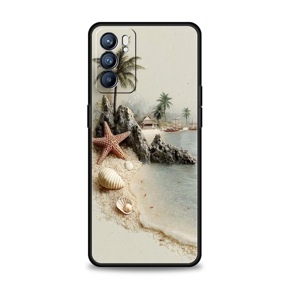 Ocean Coastal Seashell Seaweed Phone Case For Oppo A17 A31 A54 A57 A78 A79 A98 Find X5 X6 Reno 6 7 8 10 11 12 13 F Pro Soft TPU
