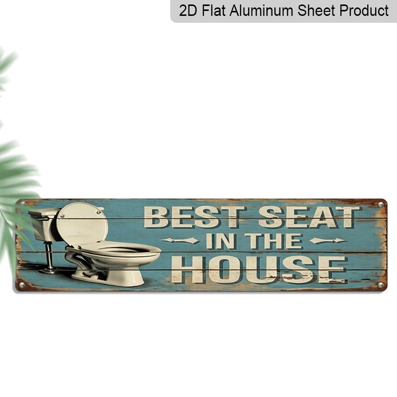 2D Flat, 1pc, Funny Best Seat in The House Aluminium Decorative Sign Wall Decor for Bathroom, Toilet, Powder Room, Restroom, Home Decor, Decorative