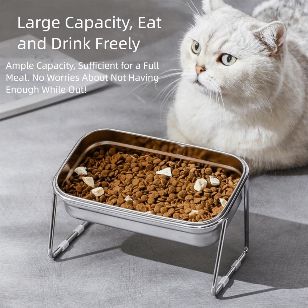 45 Degree Tilt Elevated Cat Bowl Leak-Proof Design Neck Protection Bowl Anti-Tip Pet Bowl  Home Use