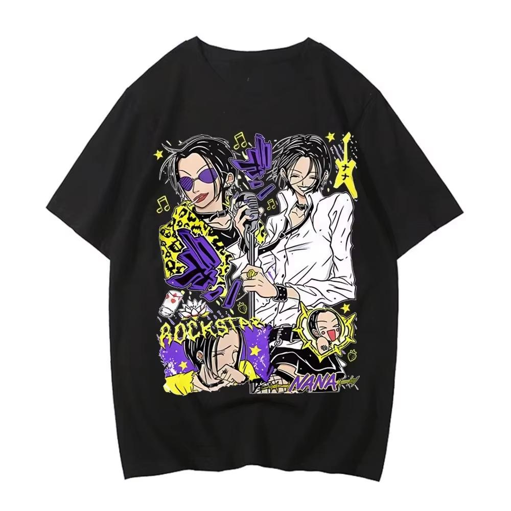 2026 New Japanese Manga NANA Black Stone & Osaki Nana Graphic‑Print Unisex Summer Short‑Sleeve