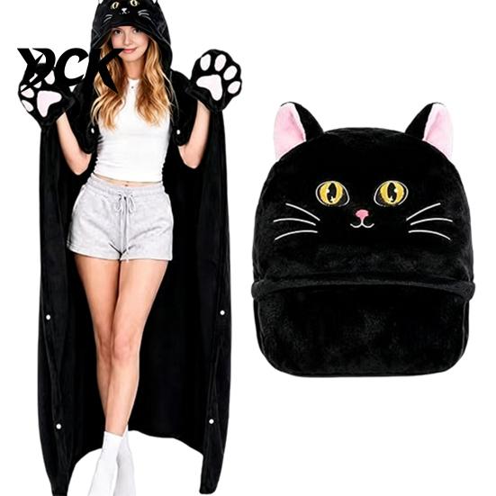 Animal Themed Blanket Wearable Hoodie, Adults Oversized Fleece Sweatshirt Lightweight Warm Sleepwear, Halloween Cosplay Costume Plush Hooded