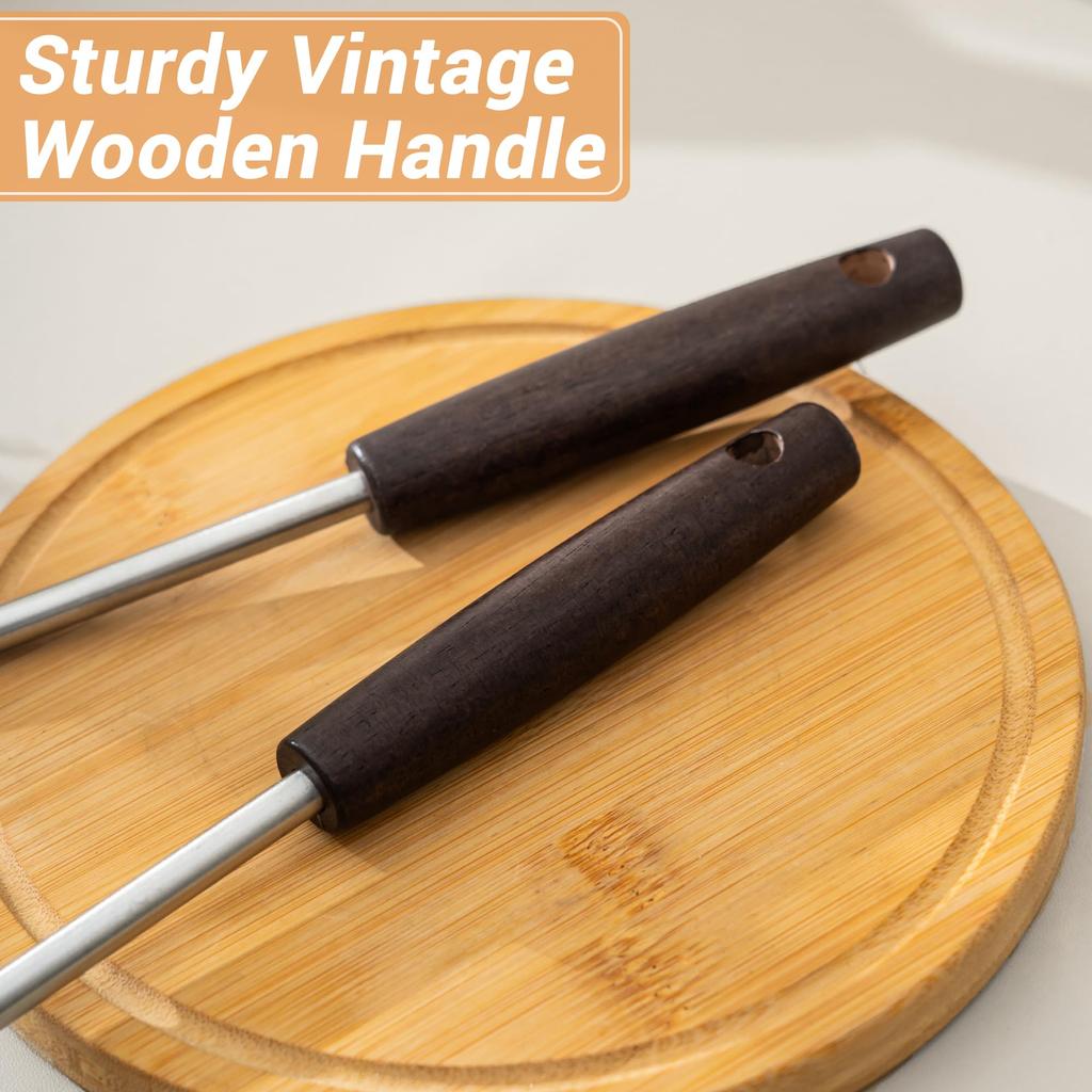 FJNATINH 4-Piece Stainless Steel Wok Utensil Set with Spatula, Ladle, Skimmer Spoon, and Slotted Spatula for Carbon Steel