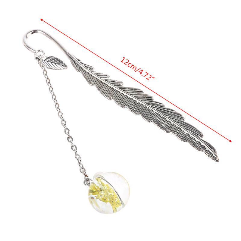 Bookmark Feather Dried Flower Gypsophila Specimen Metal Bookmarks Stationery Gift