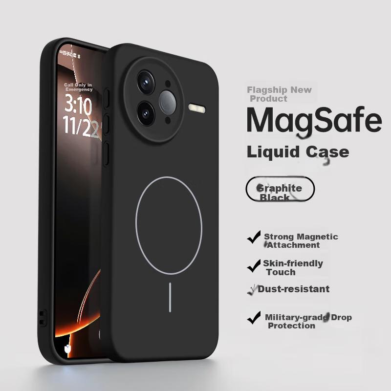 NEYAA Redmi K80 Pro Case Full Coverage Ultra-Thin Skin-Feel Magnetic Liquid Silicone Shockproof Simple Unisex Graphite Black