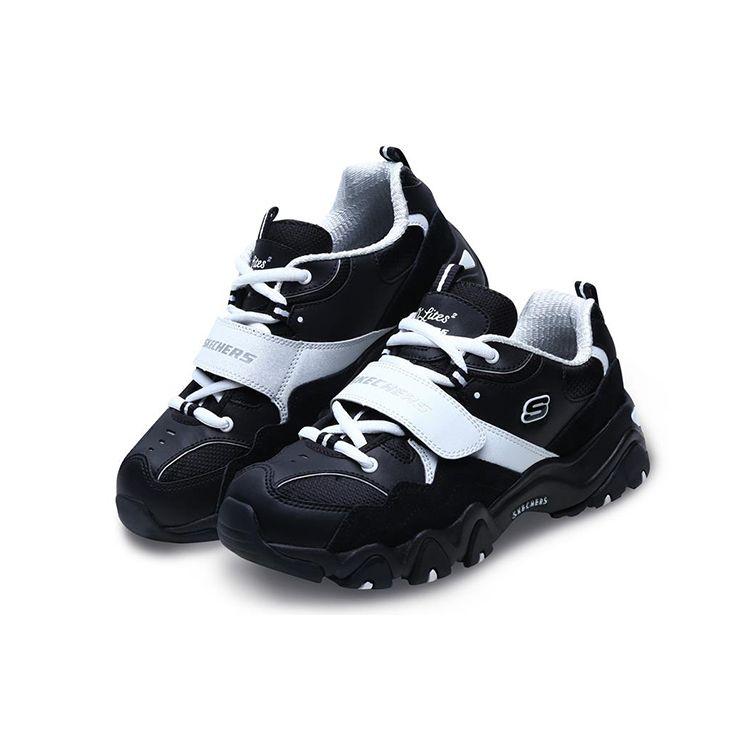 Skechers Dlites 2.0 Low Top Sports Casual Shoes Women Sneakers Black White 88888108-BLK