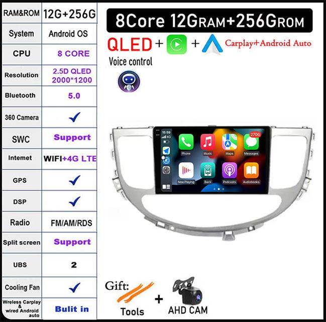 For Hyundai Rohens Genesis 2008-2013 GPS Navi WiFi Android 14 Intelligent System Car Video Multimedia Player GPS DSP Stereo