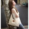 Cotton Rope Woven Bucket Bag With Drawstring Closure For Casual Travel And Day Use