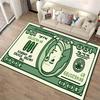 Green Dollar Bill Pattern Carpet with Benjamin Franklin Design Print Suitable for Use As an Anti-slip for Living Room Bedroom Sofas