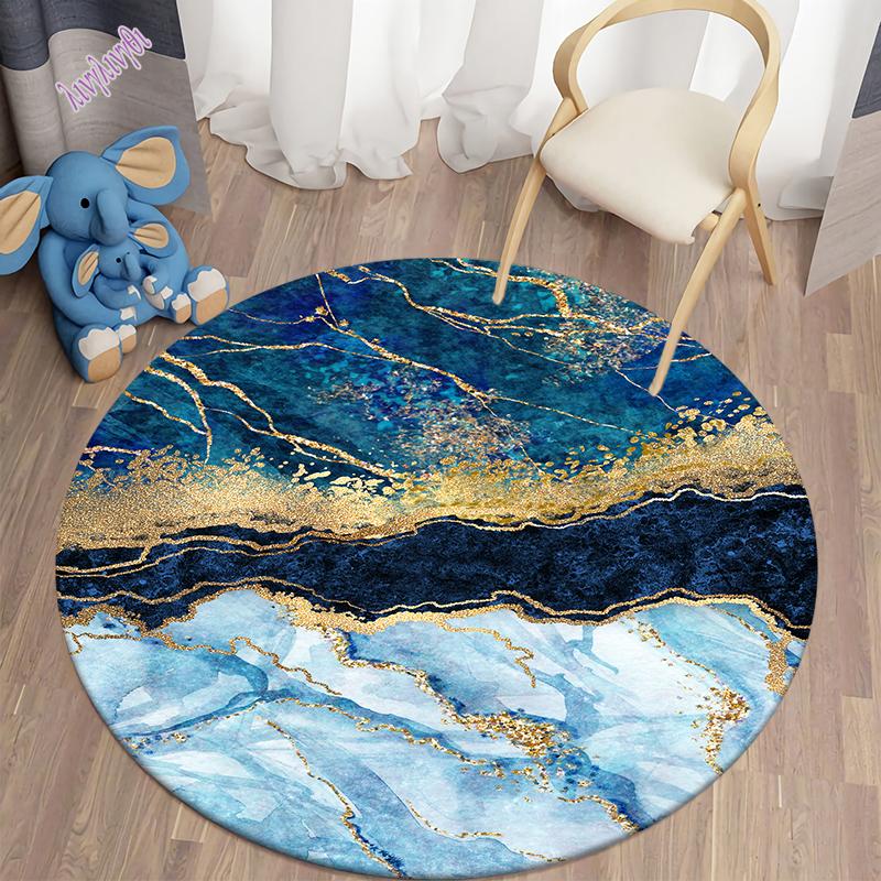 Modern Light Luxury Fashion Round Carpet Soft Flannel Carpet Living Room Bedroom Kitchen Floor Decoration Non Slip Floor Mat