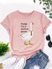 Goose & Letter Print T-Shirt, Casual Crew Neck Short Sleeve Top For Spring & Summer, Women's Clothing