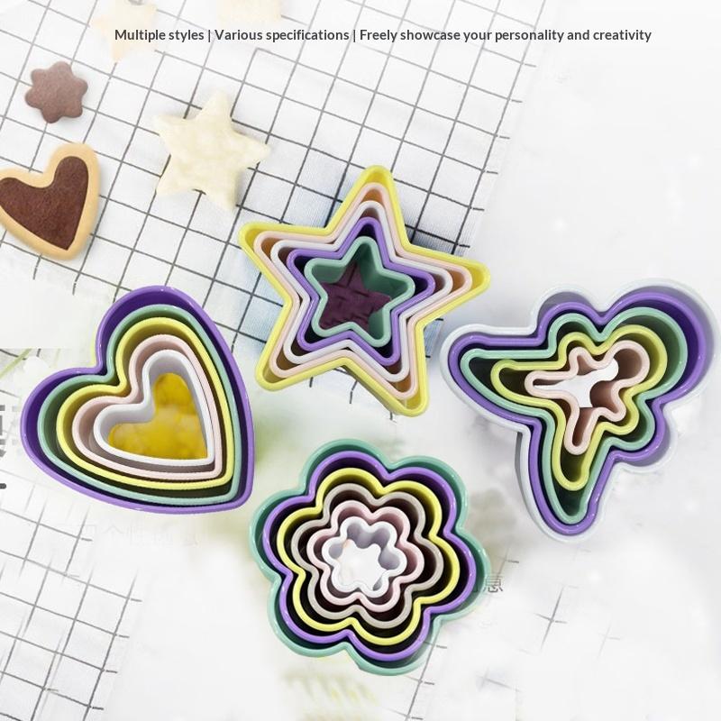 1Set Cupcake Multiple Shapes Cookie Cutter Plastic Cake Mold Geometric Figure Biscuit Fondant DIY Cake Cooking Tools