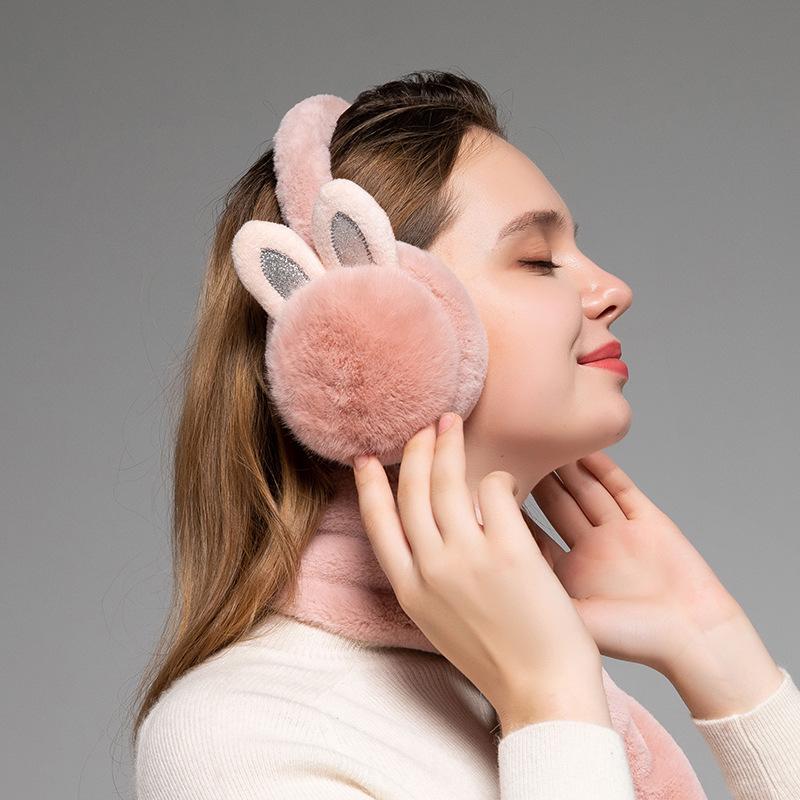 Women's Winter Cycling Earmuffs with Cute Little Rabbit Ears - Plush, Warm, and Fashionable Ear Protection
