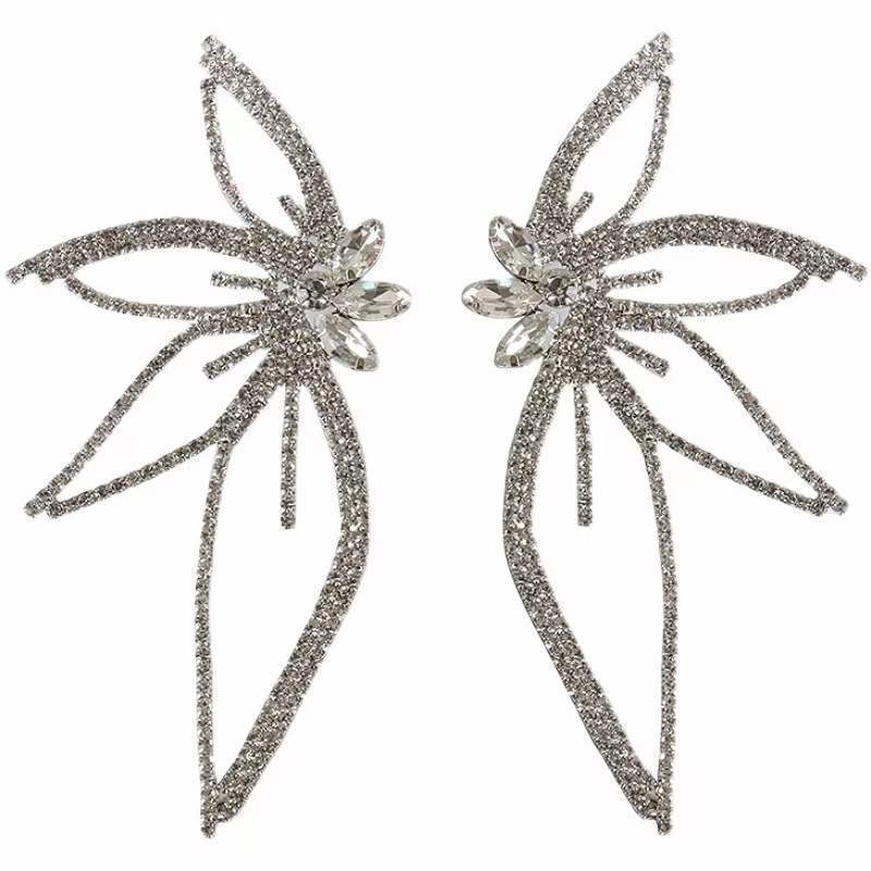 New Personality Exaggeration Full of Zircon Big Butterfly Wings Stud Earrings for Women Luxury Charm Party Jewelry Accessories