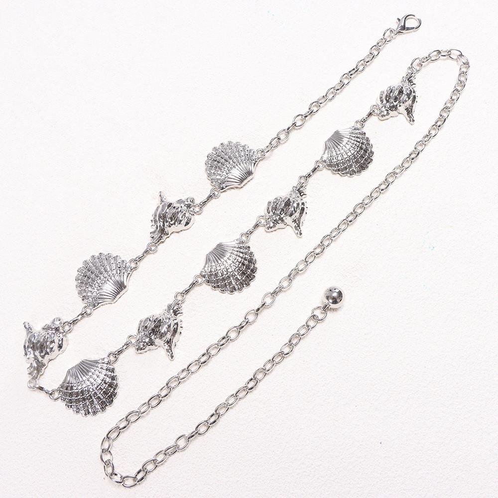 Bohemian Beach Shell Waist Chain With Metal Starfish And Conch Body Chain For Women