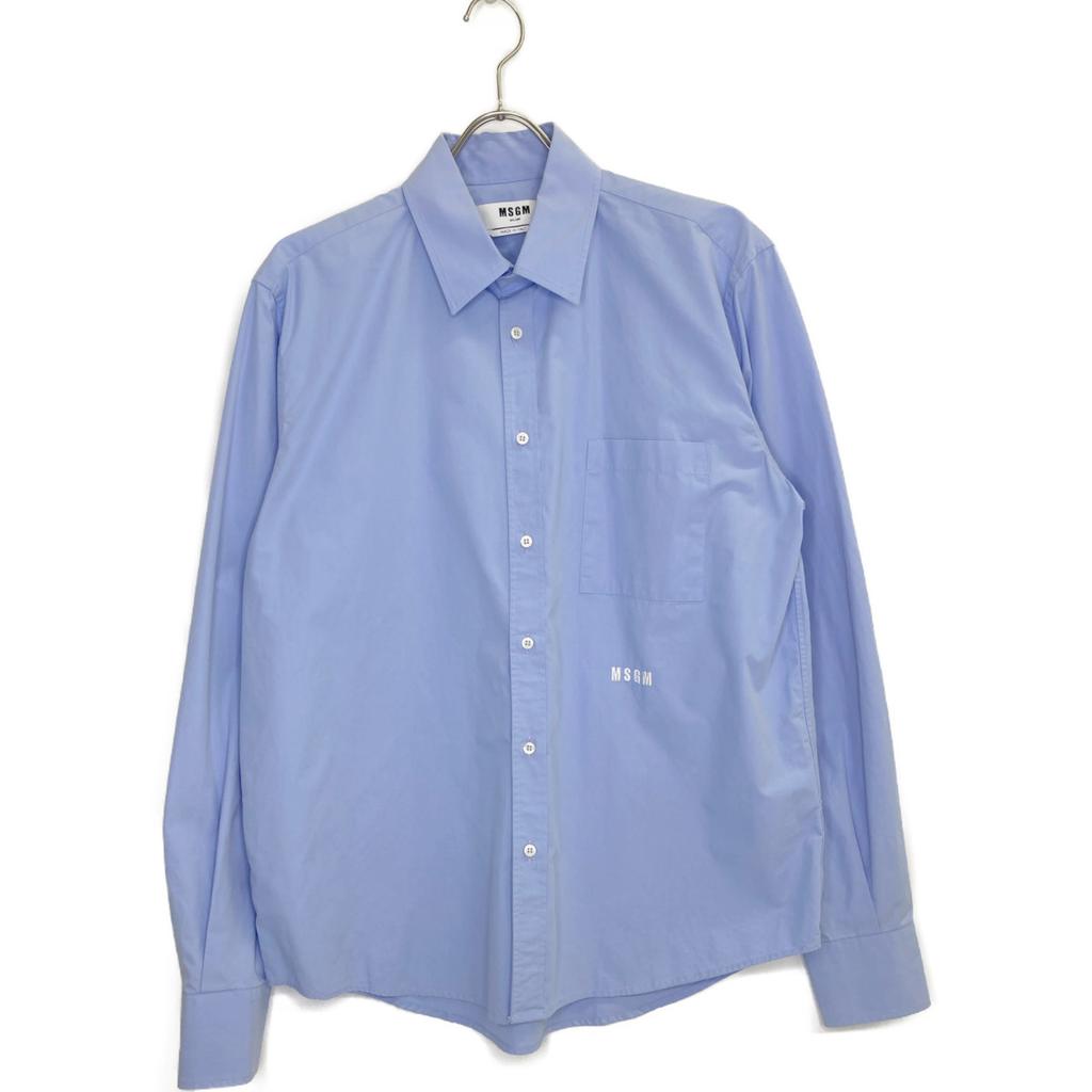 MSGM Blue logo embroidered overshirt tops 41 blueUsed