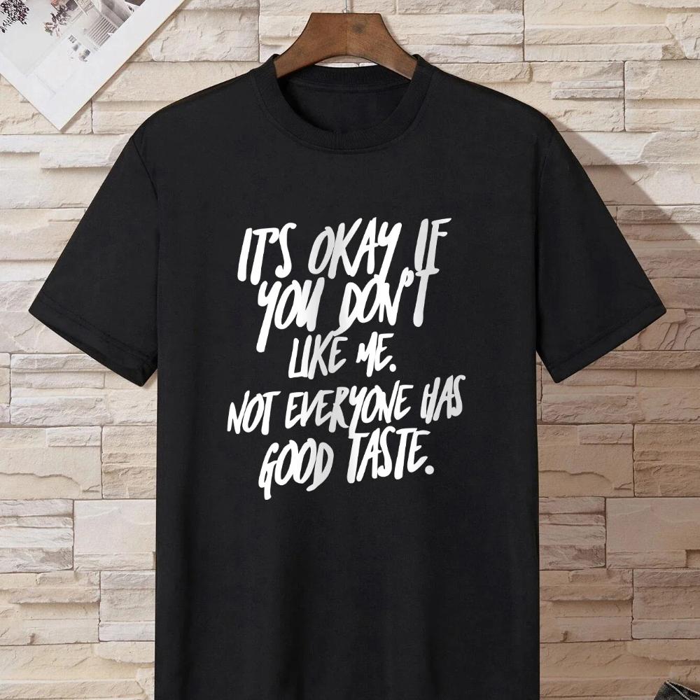 Herren 'ES IST OK, WENN DU MICH NICHT MAGST...' Emotionsdruck Locker geschnittenes T-Shirt Kurzarm Rundhalsausschnitt Baumwoll-Oberteile Freizeitkleidung Herren T-Shirt
