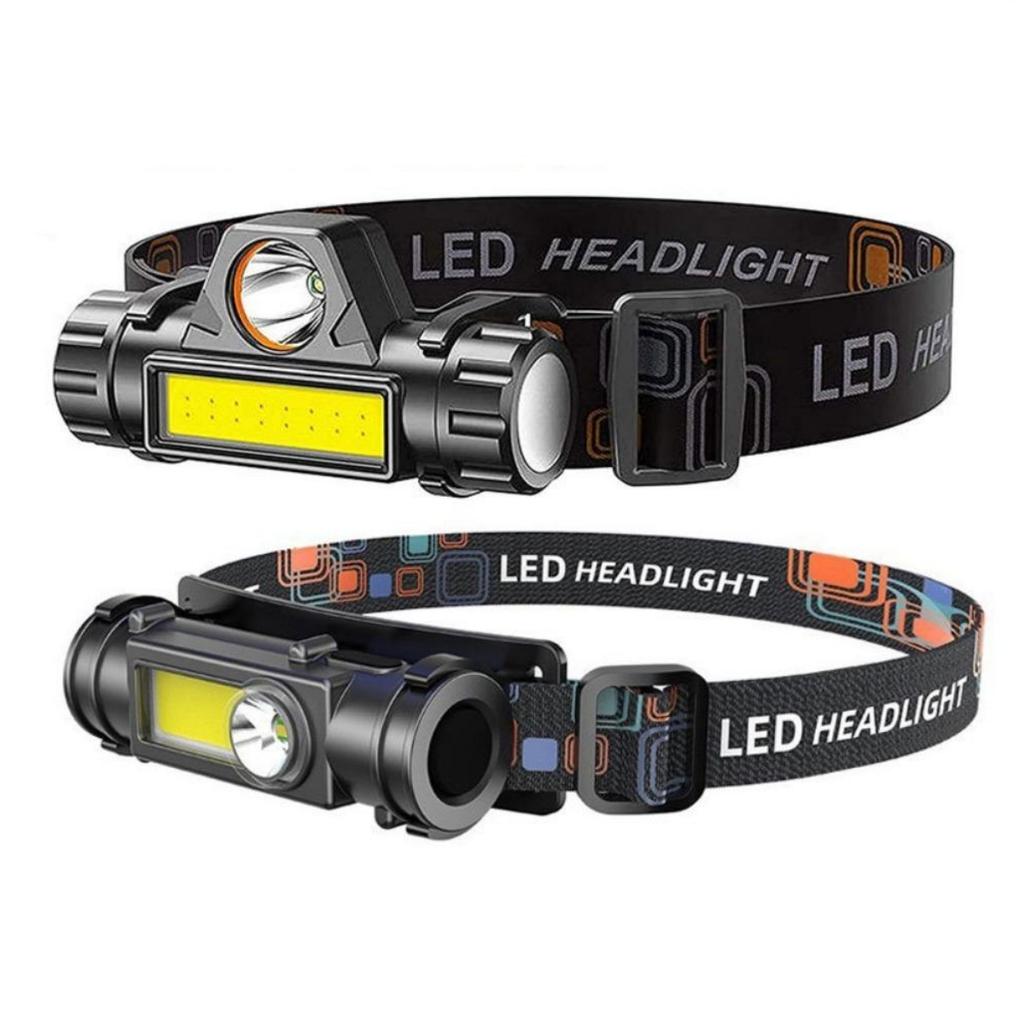 Akumulatorowa latarka czołowa LED na ryby, latarka kempingowa XPE COB, światło robocze, 2 tryby świecenia, z magnesem z tyłu, odpinana