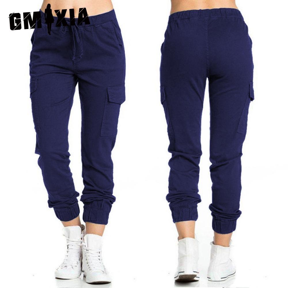 

GMXIA Женские модные повседневные брюки и капри с однотонным принтом L синий