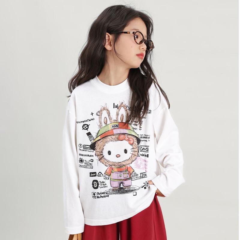 LUSON Girls' Cartoon Long-Sleeve T-Shirt