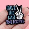 Motivational Cartoon Medal: Creative Metal Brooch with English Lettering for Clothing Accessories