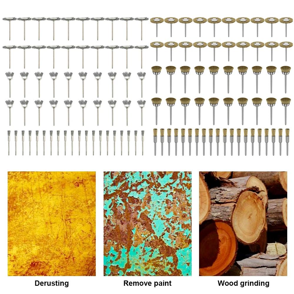 60PCS Stainless Steel Wire Brush Wheel Cup Brush Set Wire Drill Brush Set Cleaning Deburring Tool for Removal of Rust Paint