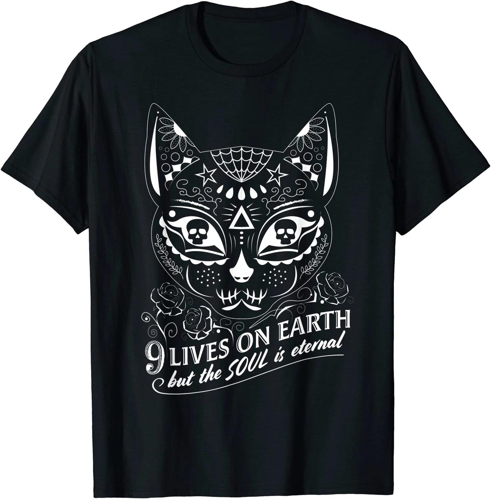 Sugar Skull Cat Of The Dead Fun Tee T shirt S