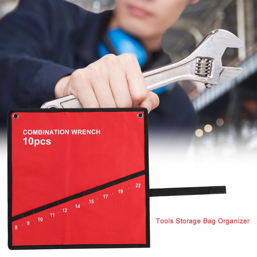 Multi Pocket Roll Up Tools Storage Bag Spanner Plier Wrench Holder Canvas Organizer(10 Pockets)