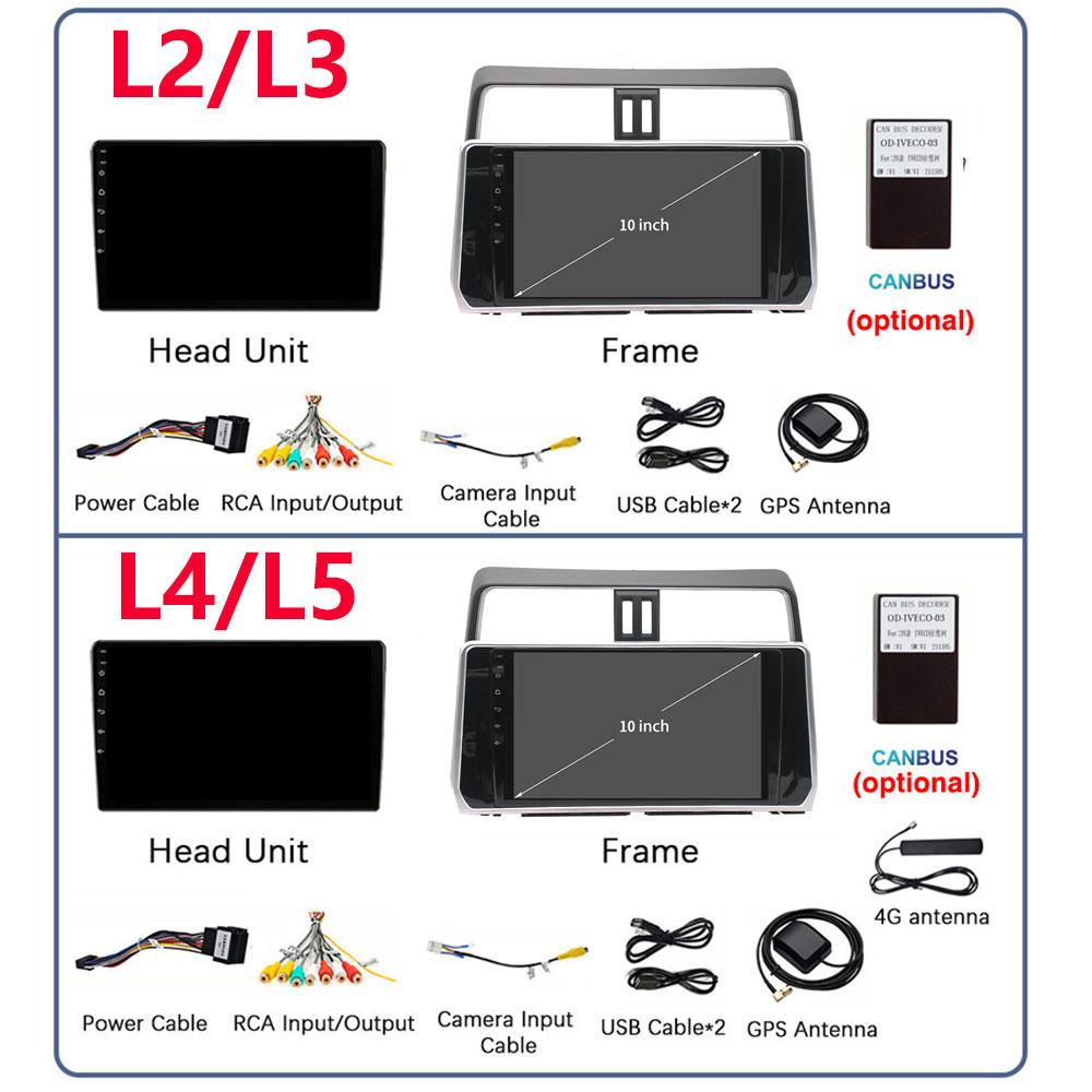 For Toyota Land Cruiser Prado 150 2018 2019 - 2022 Carplay 360 Camera Auto Android 13Car Radio Multimedia Player GPS Stereo Wifi