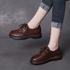 Handgefertigte Lederschuhe mit weicher Sohle, lässige kleine Lederschuhe für Damen, Herbst-Neuheit, bequeme Schnürschuhe aus Rindsleder, Retro-Damenschuhe, dicke Sohle