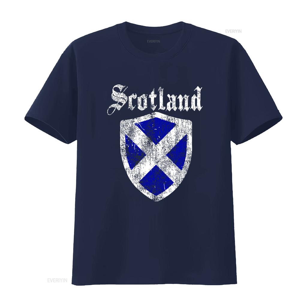 Vintage Scotland Scottish Flag Shield Design T Shirt Top for Rugby Enthusiasts vintage Washed homme Versatile designer clothes
