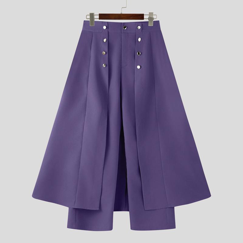 

INCERUN Мужские брюки на молнии с высокой талией, двухслойные, однотонные, повседневные, длинные 5XL