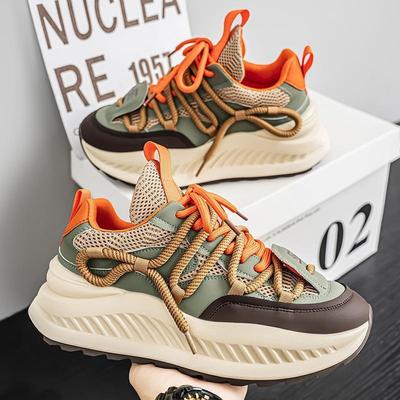 2 New Short Height Increase Dad Shoes Trend Mesh Running Men's Shoes Fashion Leisure Sports