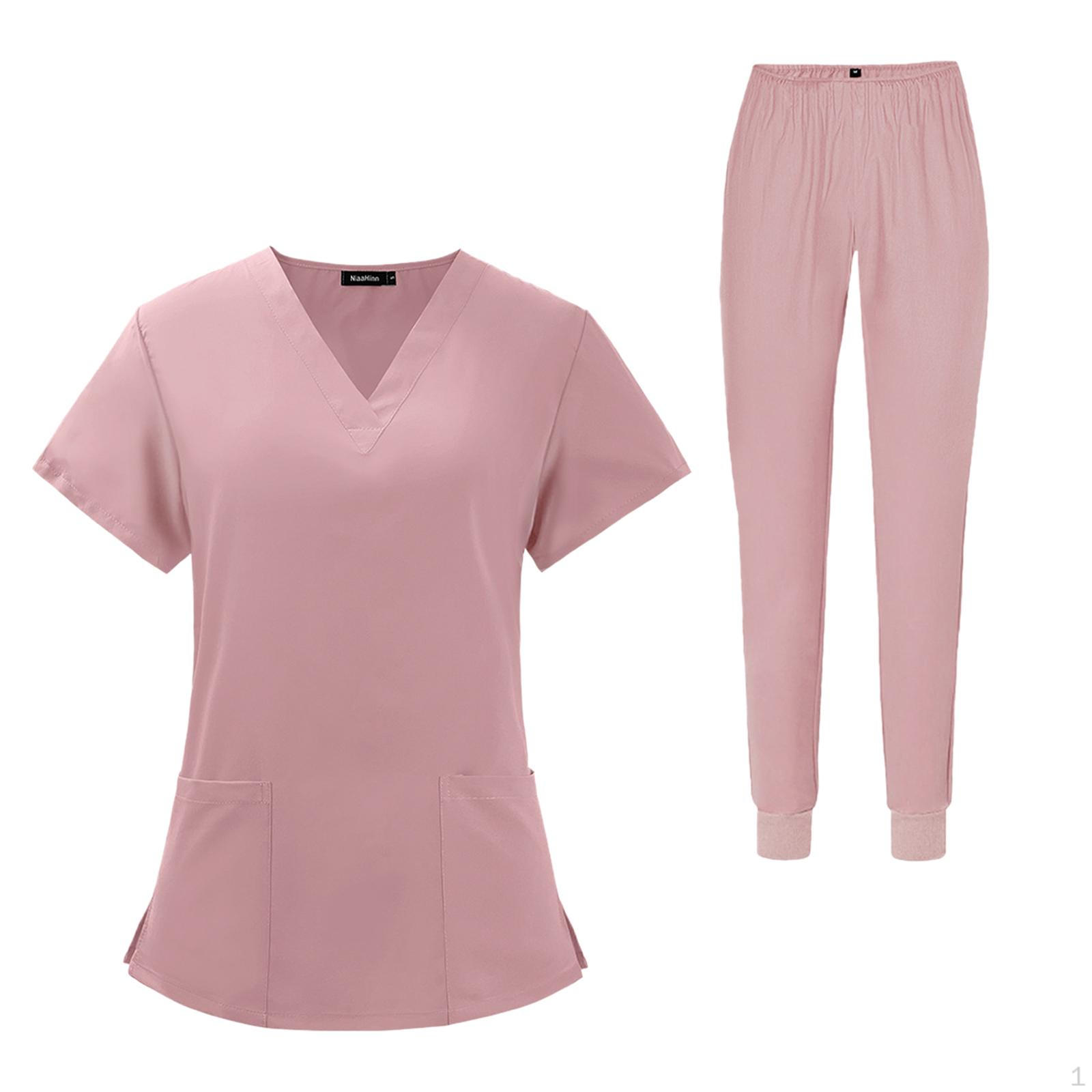 

Удобные женские наборы скрабов для рабочей униформы медсестер XL розовый