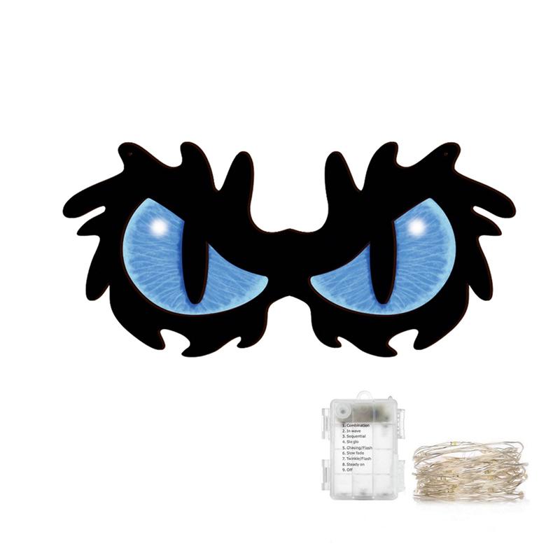 

Halloween Hanging Glowing Eyes Pendant LED Wooden Eyes Wall Decoration