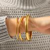 Minimalist Ins style landscape face plain hoop bracelet, light luxury versatile titanium steel bangle, 18k gold jewelry